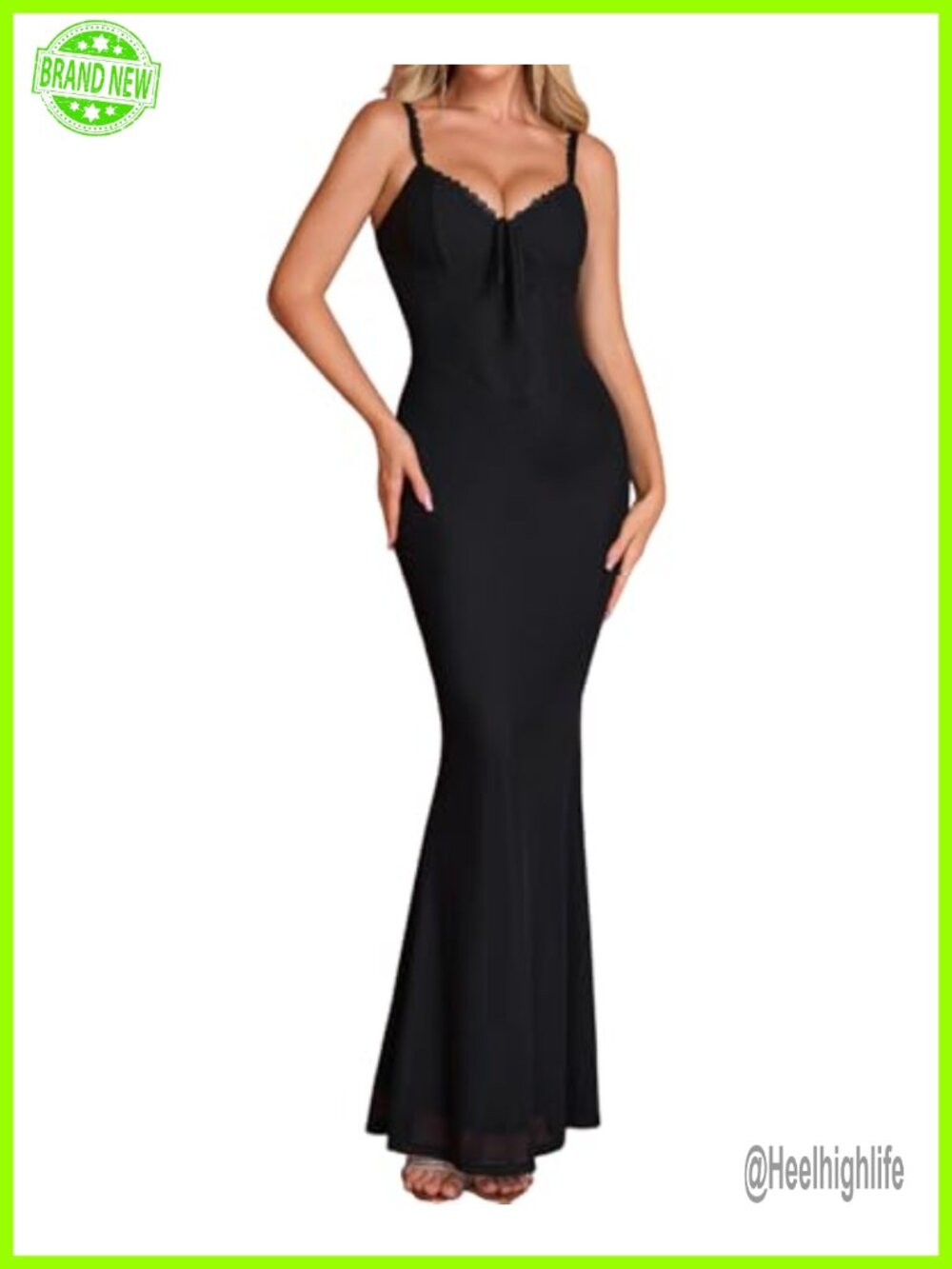 Women's Lace Mesh Bodycon Maxi Dress Spaghetti Strap Mermaid Formal Cocktail